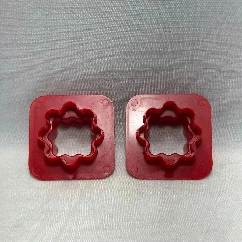 Tupperware Canape Cutter Red Plastic Set of 2 Cookie Garnish Appetizers